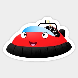 Cute red happy hovercraft cartoon Sticker